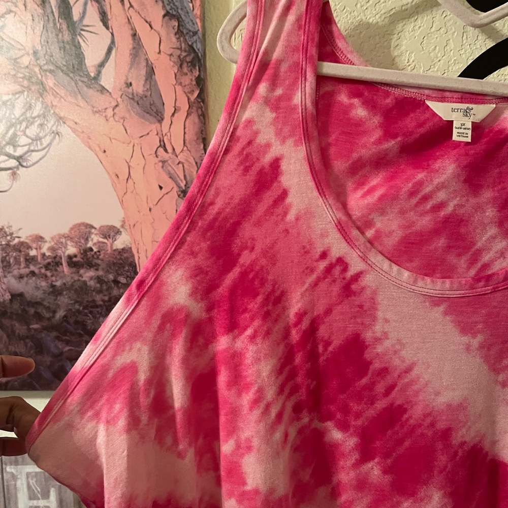 Plus Size Womens pink tie dye flowy tank dress size 3X NEW - Picture 4 of 10